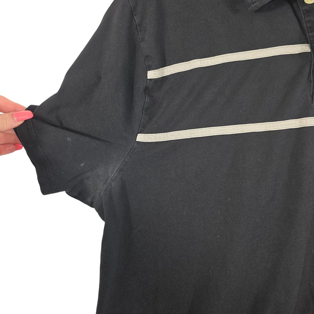 Original Penguin Polo Shirt Mens XL Black Striped Classic Fit Short Sleeve - Picture 6 of 7